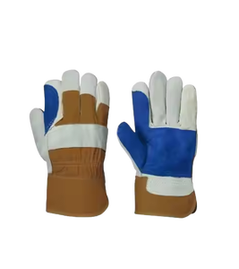 Meilleurs gants de travail en cuir de vachette pleine fleur de qualité supérieure, paume renforcée, protection des mains, gants de sécurité avec manchette caoutchoutée CE - Product Image 1