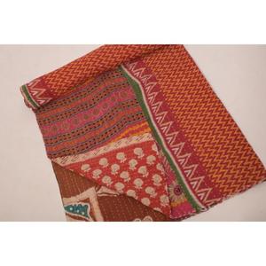 Cotton Reversible Printed Vintage Kantha Gudri <b>Handmade</b> Washable <b>Quilt</b> Traditional Indian Bedspread Throw for Home Decor - Product Image 3