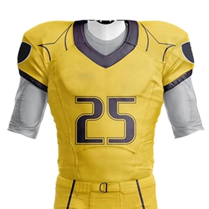 Ensemble de maillot et pantalon de football américain pour homme, jaune, col en V, manches courtes, sublimé, respirant, coupe athlétique - Product Image 5