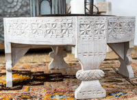 Table basse vintage en bois de manguier sculpté à la main, style indien Chakki, rustique, bohème, pour la décoration intérieure, salon, rangement