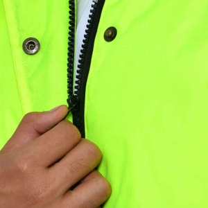 Hi Visibility Men's Reflective CE Certified Breathable Work <b>Jacket</b> Needle Detection Polyester Safety Coat <b>Silver</b> Stripes Black - Product Image 5