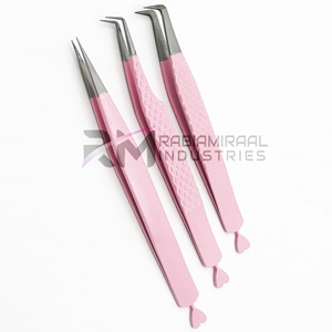 Pinzas para Pestañas de Acero Inoxidable Color Plata/Rosa, Juego de 3 Piezas, Espejo, Extensiones de Pestañas Clásicas de Volumen, Logotipo Personalizado, Duraderas y Precisas - Product Image 3