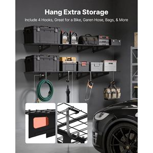 Set di 8 Scaffali a Muro in Acciaio a 2 Ripiani per Garage, 1 x 3 Piedi per Ripiano, Ganci 24 x 72 Pollici per Ripiano - Product Image 6