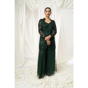 Luxury-Look Modern Womens Floor-Length Mermaid Evening Gown | <b>Jacket</b> Pant Set Featuring <b>Sequin</b> Embroidery Breathable Fabric Fits - Product Image 3