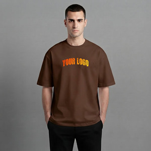 T-shirts pour hommes personnalisés avec logo imprimé, respirants, 100% coton, couleur marron uni, écologiques, coupe ample et oversize, style hip-hop - Product Image 4