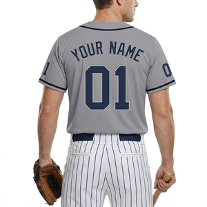 Maillot de baseball Wolves pour hommes, col en V, manches courtes, gris 01, imprimé, vêtements de sport respirants en polyester - Product Image 2