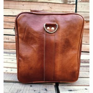Vintage Genuine Leather Travel Duffel <b>Bag</b> Large Capacity Weekender <b>Overnight</b> <b>Bag</b> for Men with Front Pocket - Product Image 5