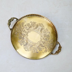Bandeja de latón puro dorado con asas, bandeja decorativa dorada con asas, bandeja ovalada para café, plato de metal martillado a mano para sala de estar - Product Image 5
