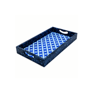 Luxury <b>Blue</b> Resin Serving Tray Decorative Coffee <b>Table</b> Organizer | Handcrafted Display Platter Modern Home Accent Piece - Product Image 3