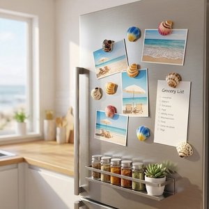 Imanes artesanales para refrigeradores con decoración de playa, imanes de conchas marinas naturales para nevera. - Product Image 3