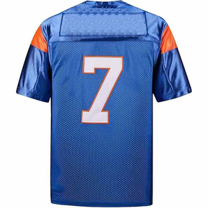 Custom Blue American Football Jersey With Number 7 V-Neck Short Sleeve Breathable Mesh Men's Sports Uniform - Product Image 2