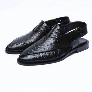 Premium Embossed Leather Peshawari Chappal Kheri for <b>Men</b> <b>Brown</b> Textured Traditional <b>Sandals</b> Peshawari Chappal Kheri Adjustable - Product Image 3