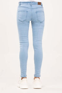 Nouveau pantalon décontracté pour femme, coupe ajustée, taille haute, jean classique bleu clair, élégant, intemporel, avec logo personnalisé - Product Image 5