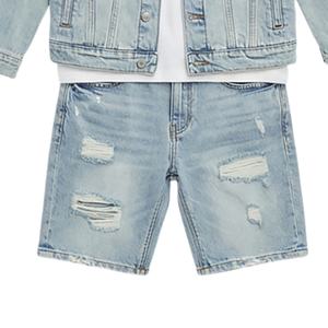 ชุดเซ็ตเสื้อเชิ้ตแขนยาวปักลายเดนิมและกางเกงขาสั้นสองชิ้นแฟชั่นใหม่คุณภาพสูงสำหรับผู้ชายสไตล์สตรีทแวร์ฤดูร้อน - Product Image 6