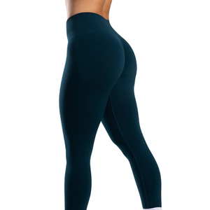 Leggings de compression sans couture taille haute bleu sarcelle pour femme, idéaux pour la gym, le fitness, le yoga, la course à pied, l'entraînement, résistants aux squats, extensibles dans quatre directions - Product Image 2