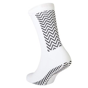 Anti Slip <b>Grip</b> Soccer <b>Socks</b> <b>White</b> Crew Athletic <b>Socks</b> With Black Zigzag Pattern And Anti Slip <b>Grip</b> Sole For Running And Sports - Product Image 1
