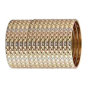 ORO-Z Classic Three Tone Plated High Quality Trendy Geometric Stackable <b>Bangles</b> for Women Girls Fashion Jewelry for Party - Product Image 1