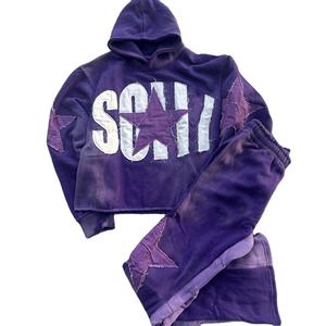 Nouveau survêtement vintage délavé à capuche pour homme, streetwear d'hiver personnalisé, 100% coton, poids lourd, lavage à la pierre - Product Image 4