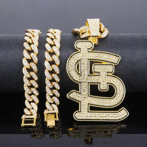 Collar con Colgante de Letra Inglesa LST, Plata de Ley 925, Chapado en Oro, Estilo Hip Hop, Venta al Por Mayor del Fabricante - Product Image 1