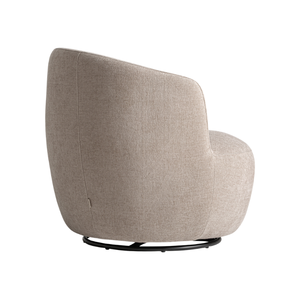 Fauteuil pivotant contemporain moderne en teck, design en forme de baril incurvé, double revêtement en tissu, confortable, mobilier de luxe pour hôtel - Product Image 2
