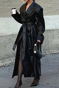 Vestes d'hiver en cuir de vachette de qualité supérieure pour femmes, manteaux longs en peau de mouton en gros, manteaux longs en cuir véritable haut de gamme pour femmes - Product Image 6
