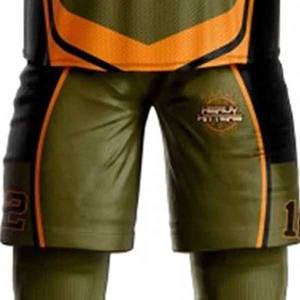 ชุดเสื้อฮอกกี้น้ำแข็งแบบซับลิเมชั่นสำหรับผู้ชาย Heavy Hitters สีเขียวมะกอก-ส้ม แขนยาว ระบายเหงื่อได้ดี ทรงพอดีตัว ชุดยูนิฟอร์มทีมสำหรับผู้ใหญ่ - Product Image 3