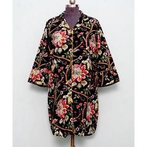 ชุดเดรสผ้าฝ้ายสไตล์โบฮีเมียนสำหรับผู้หญิง ความยาวระดับเข่า ทรงตรง แขนยาว พร้อมเสื้อเชิ้ตลายดอกไม้ เอวธรรมชาติ พร้อมเข็มขัดผ้าทอติดกระดุม - Product Image 4