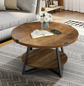 Table basse de forme circulaire créative à double rangement Table d'appoint en fer Design moderne Home Deco Coin unique pour villa - Product Image 5