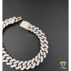 Bracelet en argent sterling 925 de qualité supérieure avec diamants en moissanite, maillons cubains épais et design hip-hop glacé brillant - Product Image 6