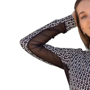 Chemises de golf imprimées à manches longues pour femmes, séchage rapide, col zippé, hauts de tennis et de course, vêtements de sport décontractés personnalisables avec logo, vente en gros - Product Image 2