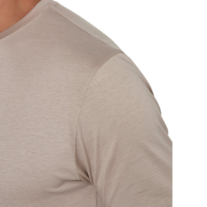 Camiseta de Algodón para Hombre, Corte Regular, Cuello Redondo, Manga Corta, Color Sólido, Estilo Casual, Beige - Product Image 3