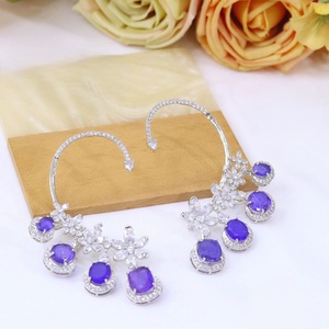 Attractive Brass Silver Plated Zircon Premium Quality Trendy <b>Cuff</b> <b>Earring</b> for Women Girls Wedding Party Wear - Product Image 4