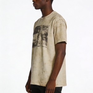 T-shirt gris oversize pour homme avec impression photo, design vieilli, style streetwear, manches courtes, col rond, en jersey de coton - Product Image 2