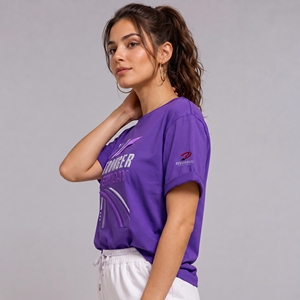 Camiseta de Algodón con Estampado Puff para Mujer, Cómoda para el Día a Día, Estilo Casual, Corte Holgado, Diseño Gráfico Moderno - Product Image 5
