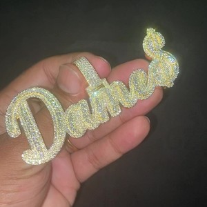 Custom Alphabet Letters <b>Name</b> Pendant Real 10K Gold 925 Silver Iced Out Lab Grown Nameplate Multi Layered Micro Prong <b>Frame</b> Order - Product Image 6