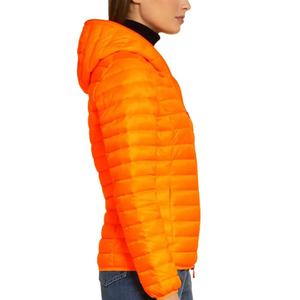 Orange Women's Hooded Quilted Jacket Full Sleeve Winter Puffer <b>Zipper</b> Closure Solid Color Lightweight Outerwear - Product Image 3