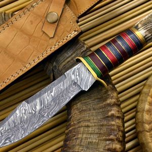 Cuchillo de Caza Personalizado con Mango de Acero al Carbono, Hecho a Mano con Acero de Damasco, OEM, DIY, Hoja Fija, Cuchillo para Desollar, 1 Hoja - Product Image 6