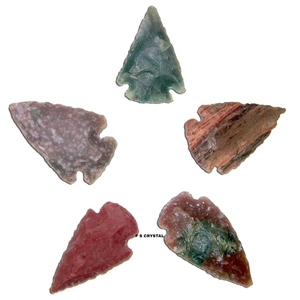Vente en gros de cristaux écologiques sculptés à la main, de qualité supérieure, en agate fantaisie, en forme de pointe de flèche, sur le thème du patriotisme, portables - Product Image 1