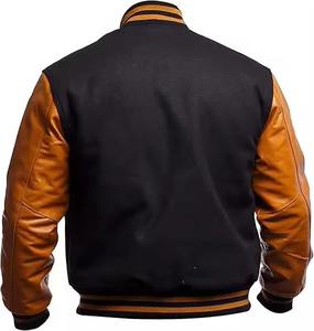 Blouson universitaire homme personnalisé 2025 de haute qualité, style décontracté croisé, vente en gros OEM, pour l'hiver, taille XS, logo frontal - Product Image 3