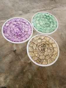 ลดราคา! ของแท้ 100% ผลิตในอินโดนีเซีย โต๊ะกาแฟมุมทรงมินิมอล ทำมือจากเรซิ่นและไม้ พร้อมโครงไม้และฝาปิดเปลือกหอย สำหรับตกแต่งบ้าน - Product Image 5