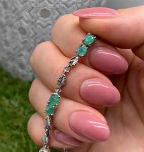 Natural Emerald Gemstone Luxury <b>Bracelet</b> 925 Sterling <b>Silver</b> Handmade Simple Classic Design IGI Certified Women Gift Wholesale - Product Image 1