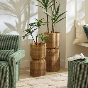 Panier à plantes en rotin tissé à la main, couvre-pot en osier, pot à fleurs décoratif pour l'intérieur et l'extérieur, pot de jardin pour la maison - Product Image 5