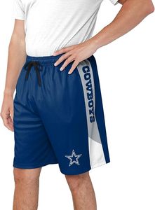 Shorts de sport bleus avec bandes latérales blanches et logo étoile, vêtements de sport durables en polyester, élastiques - Product Image 3