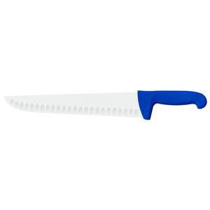 Couteaux à découper la viande professionnels avec lame en acier inoxydable à rainures Granton et manche ergonomique bleu pour boucherie professionnelle - Product Image 1