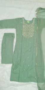 Conjunto de Salwar Kameez Kurta de Rayón Verde Bordado, Estilo Indio-Pakistaní, Vestido Étnico para Mujer, Casual, Materiales Reciclados, para Todas las Temporadas - Product Image 2