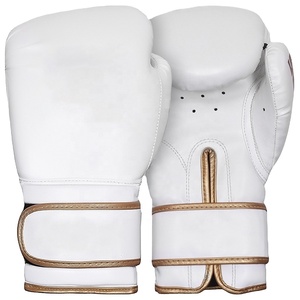 <b>White</b> Leather <b>Boxing</b> <b>Gloves</b> Laced Wrist Breathable For Adults Training <b>Boxing</b> <b>Gloves</b> - Product Image 3