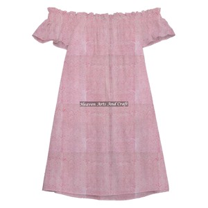 Private Label Swim Off Shoulder Dress 2026 Hot-Selling New Printed Color Off-Piece Breathable Hand <b>Block</b> <b>Print</b> Dress - Product Image 1