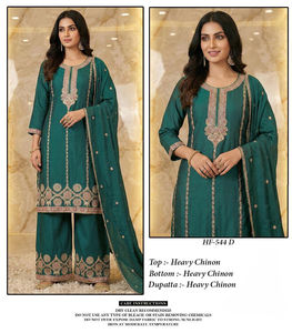 Conjunto de 3 piezas Chinon Heavy Work para mujer, 100% chinon, de secado rápido, con pantalón palazzo. - Product Image 6