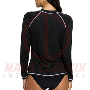Precio al por mayor: Rash guard para mujer con logo personalizado en grandes cantidades. Diseña tu propio rash guard de color sólido para mujer. - Product Image 3