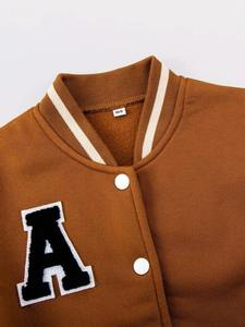 Custom <b>Men's</b> Winter University College Varsity <b>Jacket</b> Cotton Fleece <b>Baseball</b> Chaquetas Front Logo Customizable OEM Service - Product Image 4